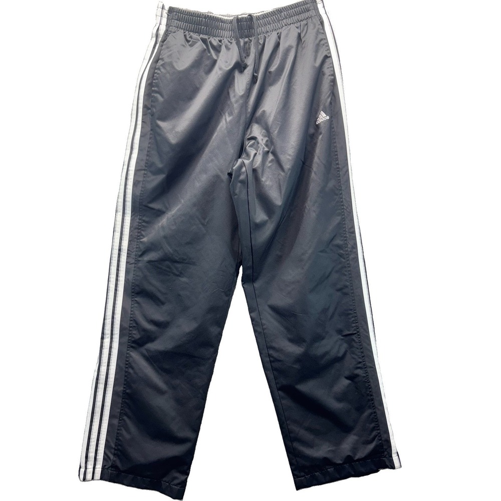 Adidas Mens Medium Black 3 Stripe Lined Track Pants Athletic Soccer Windbreaker
